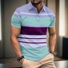 Casual Striped Short Sleeve Polo Shirt for Men, Ideal for Daily Wear