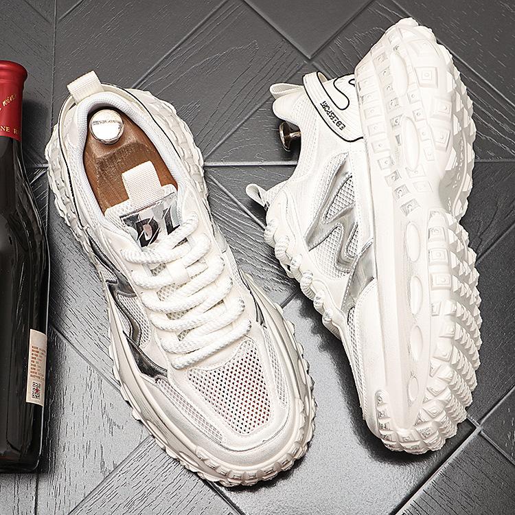 

Soft Soled Dad Shoes Men s 2025 Summer Breathable Men s Shoes Mesh Hollowed Out Shoes Thick Sole Height Increasing Sports and Leisure Shoes 43