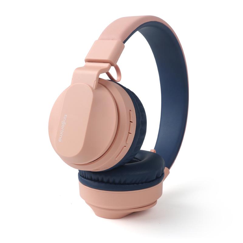 

Kids Bluetooth Headphones: Foldable, Card Slot, Hearing Protection, Wireless Earbuds for Online Classes рожевий