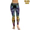 Womens Blue Heart-shaped Flowers Prints Stretch Yoga Leggings Fitness Running Gym Sports Active Pants