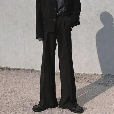 Men's Trendy Wide-Leg Spring Trousers: Loose Drape Straight Design, High-End Versatile Mopping Style.