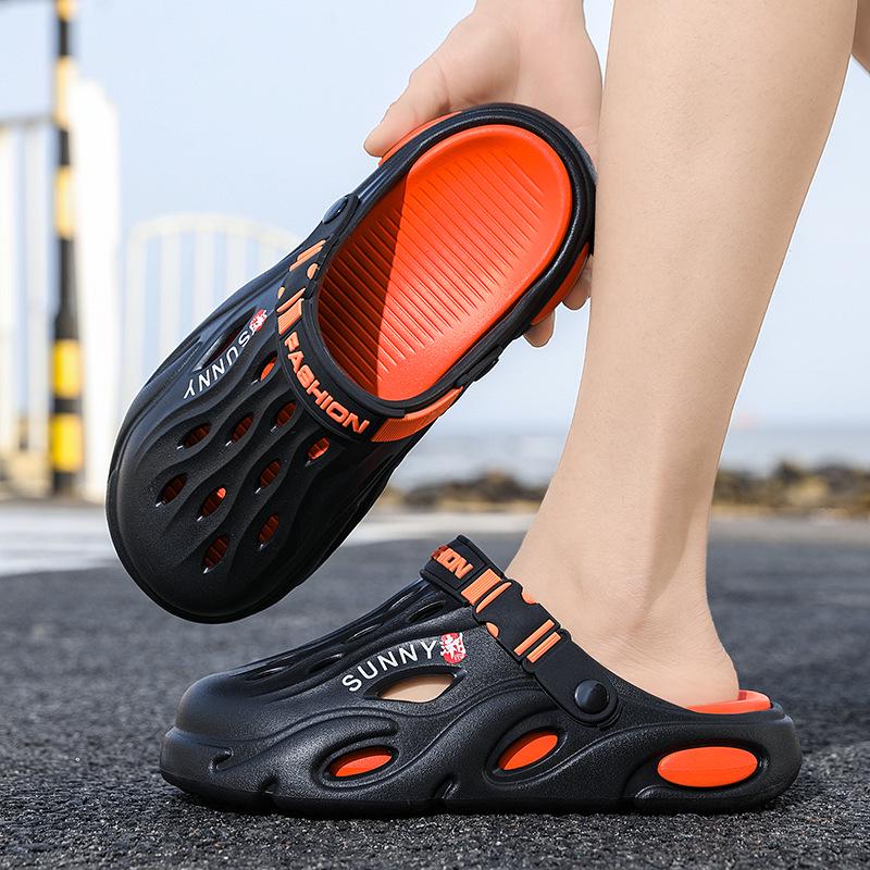 Men's Outdoor Thick-Soled Casual Sandals: Non-Slip Hole Shoes & Slippers for Beach or Autumn Wear