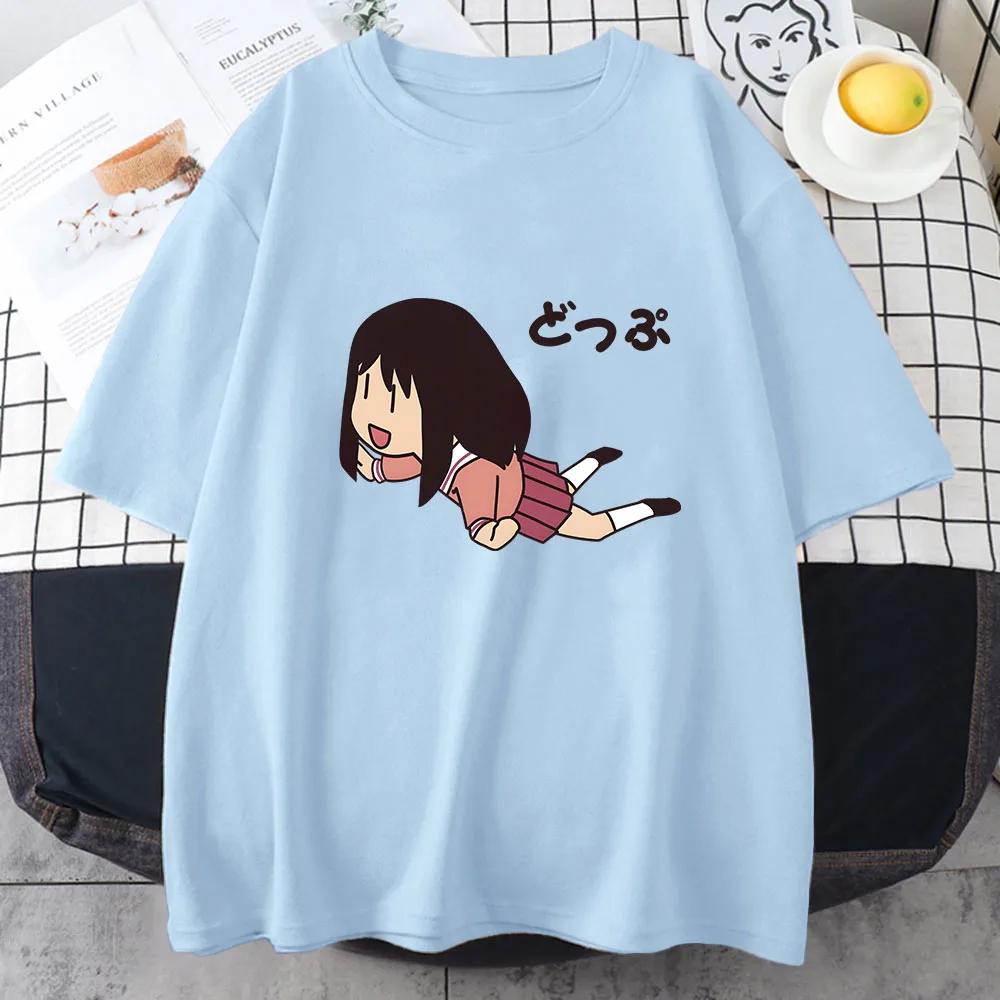 Azumanga Daioh Ayumu Kasuga Tshirts Fly Enjoy Happy Time T-shirts 100% Cotton Cartoon T Shirts Summer Tops
