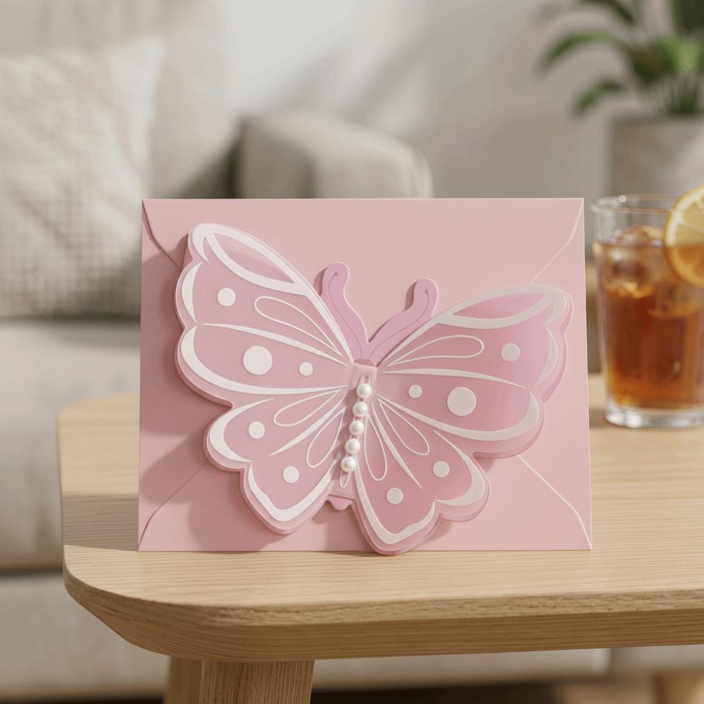 

Greeting Butterfly Card Party Invitation Card Exaggerate DIY Card Teachers Day розовый