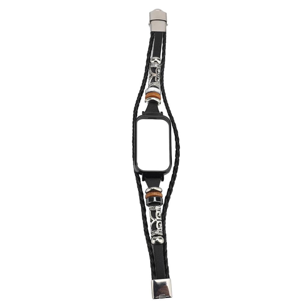 Beaded Watch Strap Replacement Wristband Wearable Smartwatch Band for Fitness Tracker for Band 3 for Band 9 Active Black