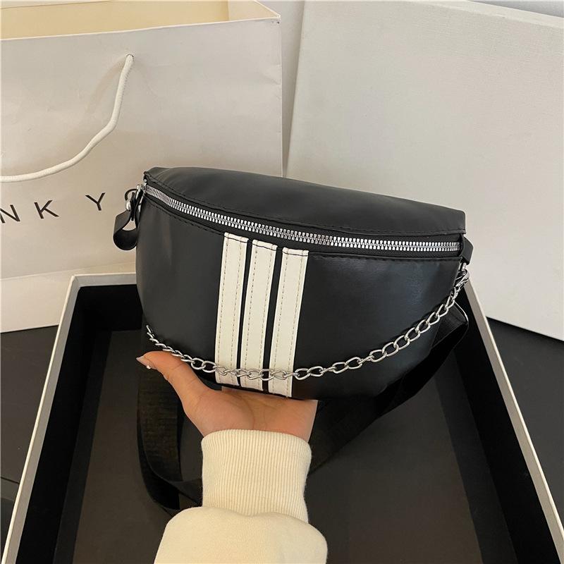 

Сумка на грудь Oblique Straddle Bag для женщин Весна и лето Новая корейская версия Повседневная контрастная спортивная поясная сумка Модная фактурная сумка через плечо