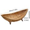 Boat Shape Woven Snacks Serving Tray Handwoven Plastic Braided Fruit Organizer  Food