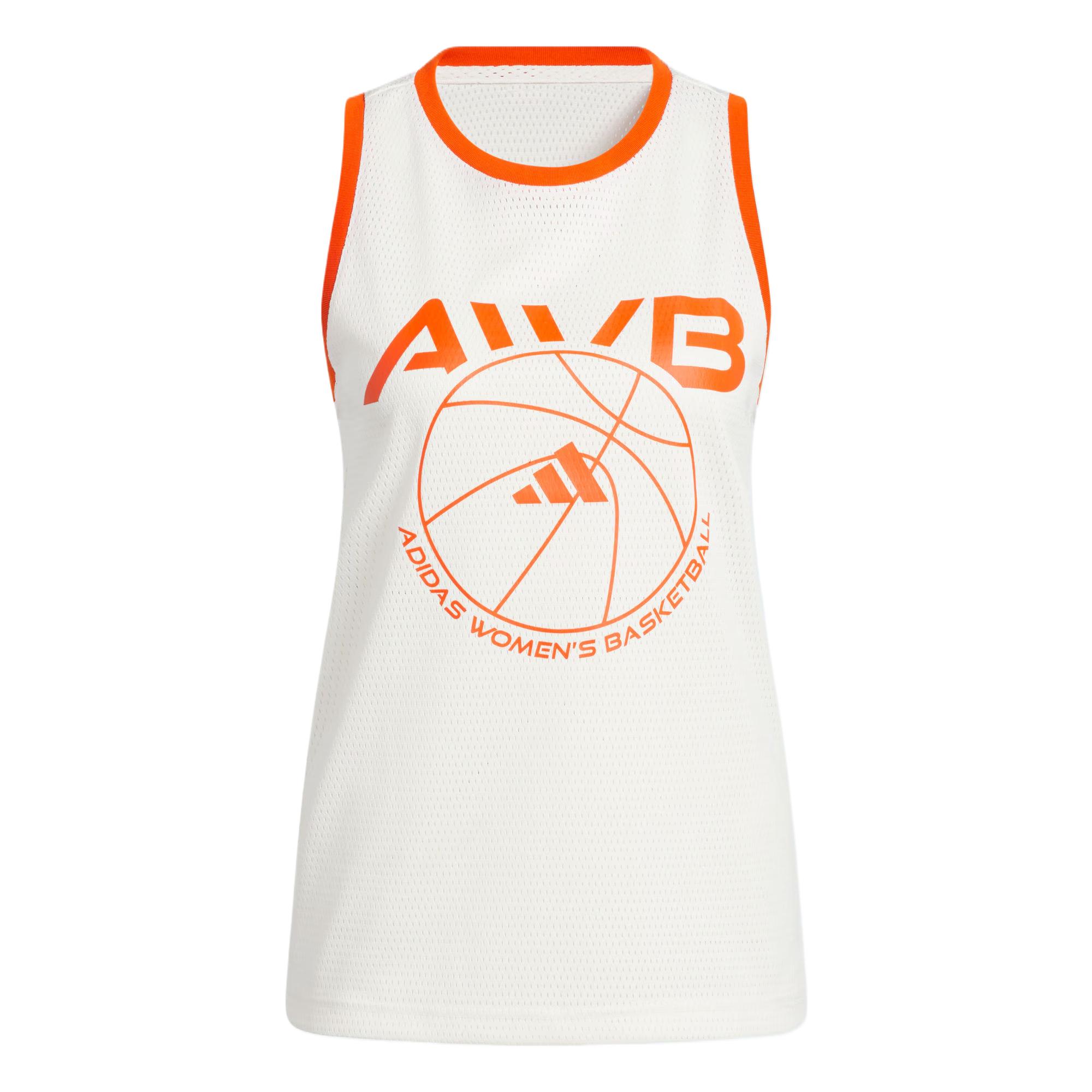 

Adidas Comfortable Stylish Casual Basketball Vest Women Tops White Orange JP2560 S