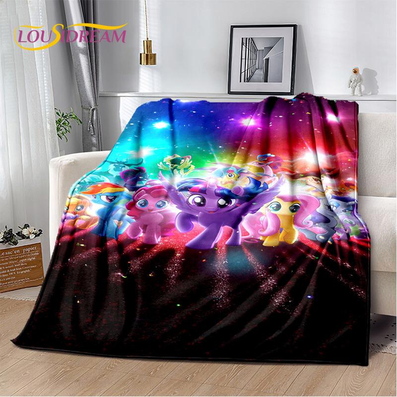 Cute 3D P-Pony Cartoon Unicorn Soft Plush Blanket,Flannel Blanket Throw Blanket for Living Room Bedroom Bed Sofa Picnic Kid Gift