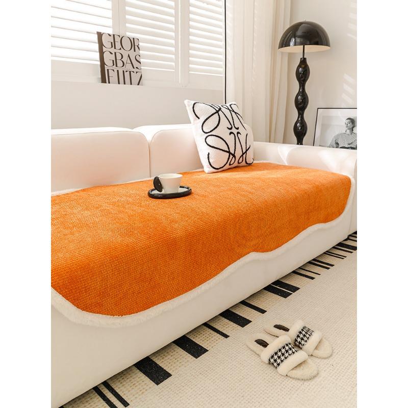 Special-Shaped Sofa Cushion Autumn and Winter Thickening Chenille Irregular High-Grade Plush Sofa Cover Towel