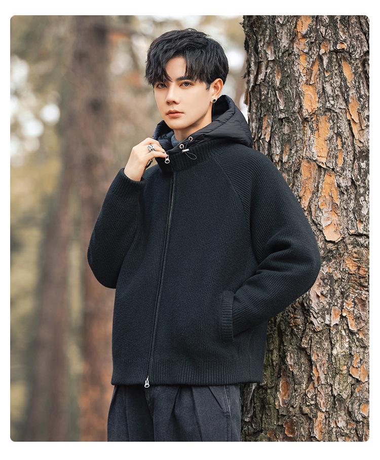 2025 Men's Loose Hooded White Duck Down Jacket - Trendy Casual Winter Knit