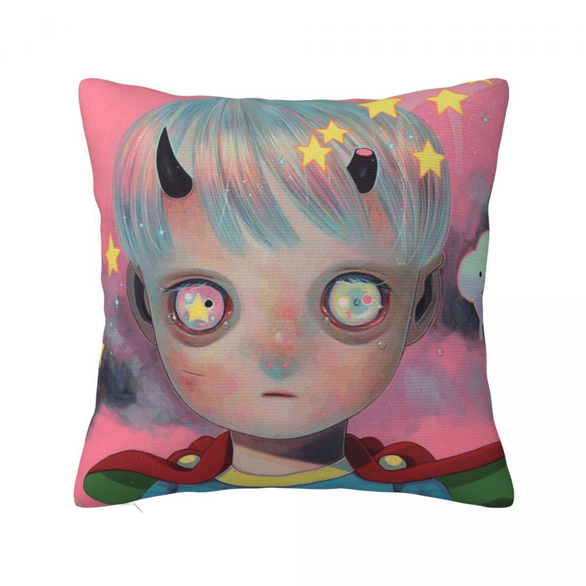 Hikari Shimoda Cute Boy Square Pillowcase Cushion Cover Pillow Case Throw Pillow Cover for Home Sofa Living Room 12x12Inch
