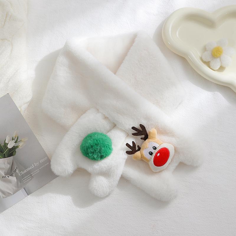 Cute Christmas snowman scarf women's winter thickened warm cycling with windproof scarf versatile fluffy scarf