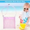 Kids Mesh Beach Bag with Adjustable Straps Seashell Collecting Sand Toy Storage for Boys Girls Breathable Quick-Dry Multi-Purpose Outdoor Bag