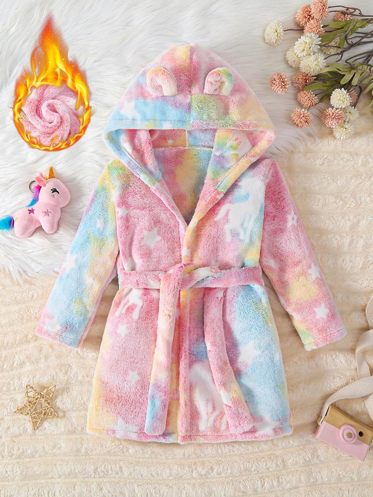 Children's Thickened Coral Fleece Robe – Flannel Bathrobe for Boys & Girls, Infant To Medium Sizes, Suitable for All Seasons