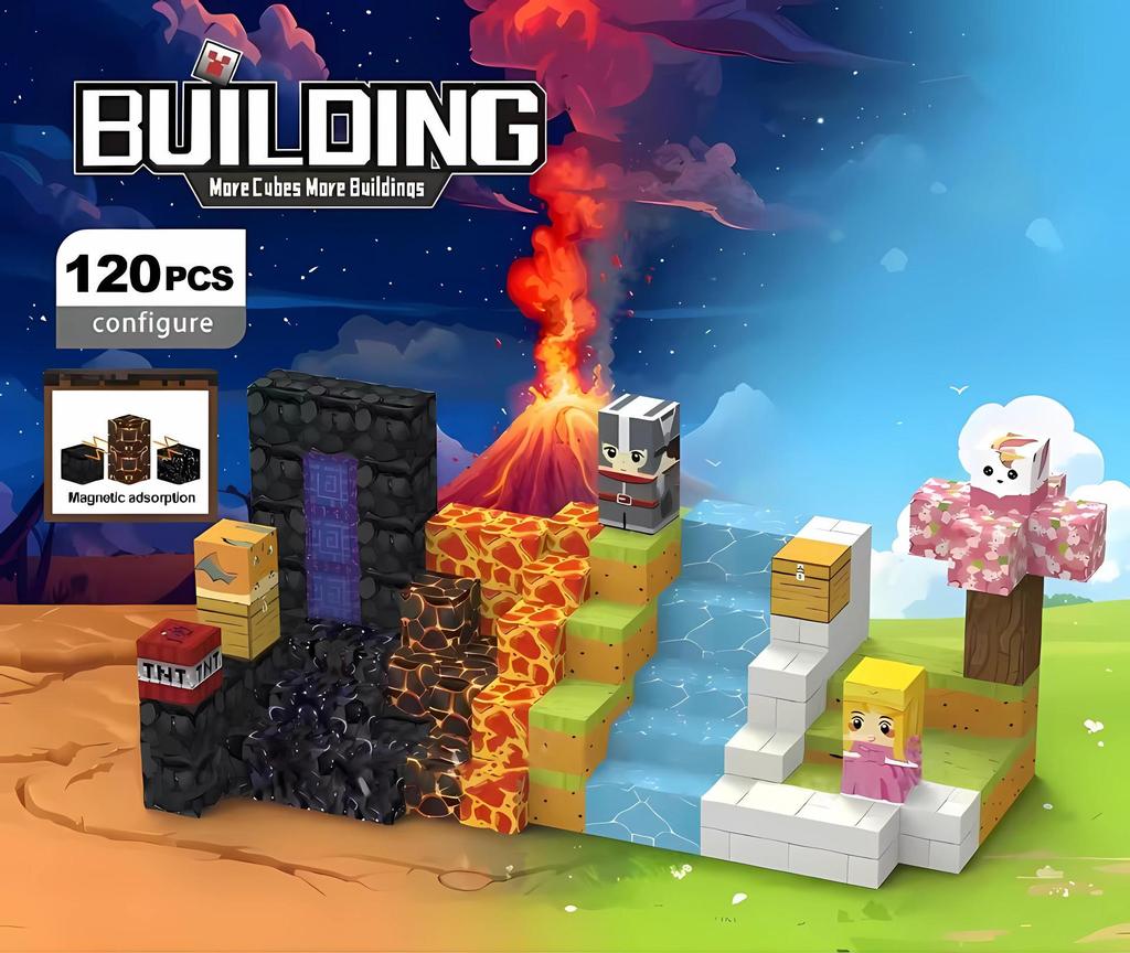 Cross MC Minecraft Magnetic Cube Puzzle: Educational Magnetic Blocks for Kids