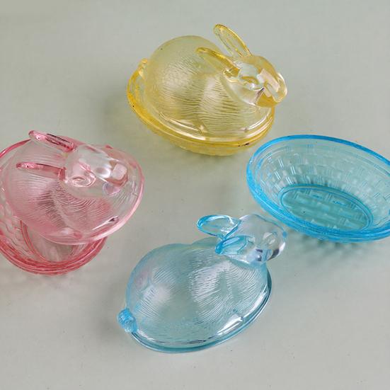 Glass Bunny Candy Dish Easter Bunny Candy Bowl with Lid Snack Serving Dish for Party
