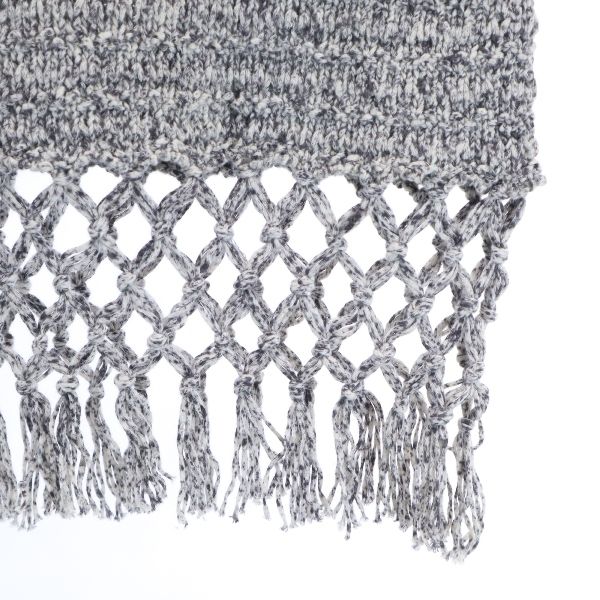 unused d'un a dix Long sleeve Fringed hem cotton knit 38 gray sweater Women Used