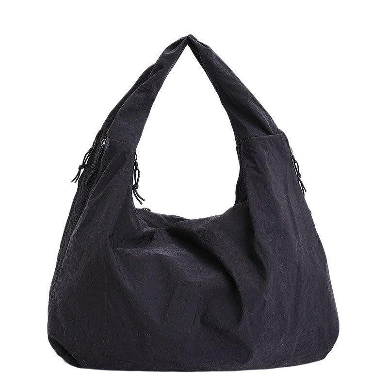 Ультралегкая оригинальная холщовая сумка японская Sle женская сумка-тоут Большая вместимость Складная однотонная студенческая наплечная сумка чёрный