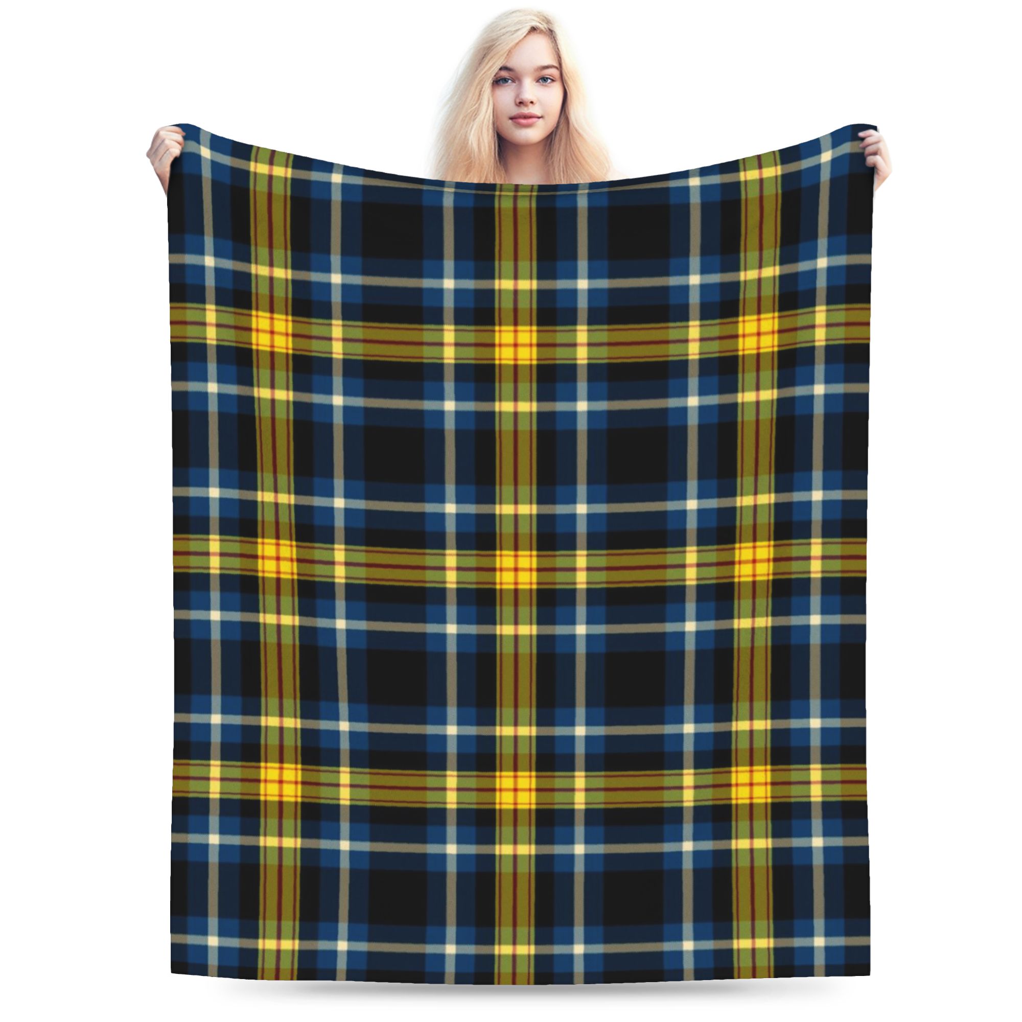 

Yellow Tartan Blanket Quality Warm Bedding Throws Winter Girls Boys Living Room Pattern Bedspread 75x90cm