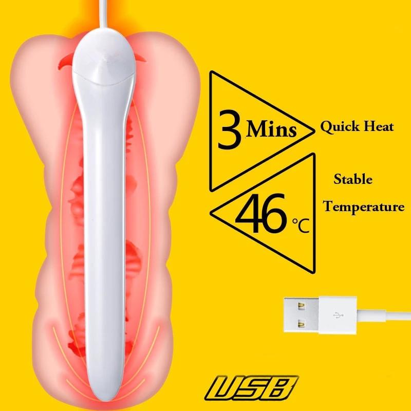 USB Charging Warm Stick Male Masturbator Vagina Cup Sex Doll Heating Stick Vagina Heater Erotic Accessories Sex Toys Erotic Toys