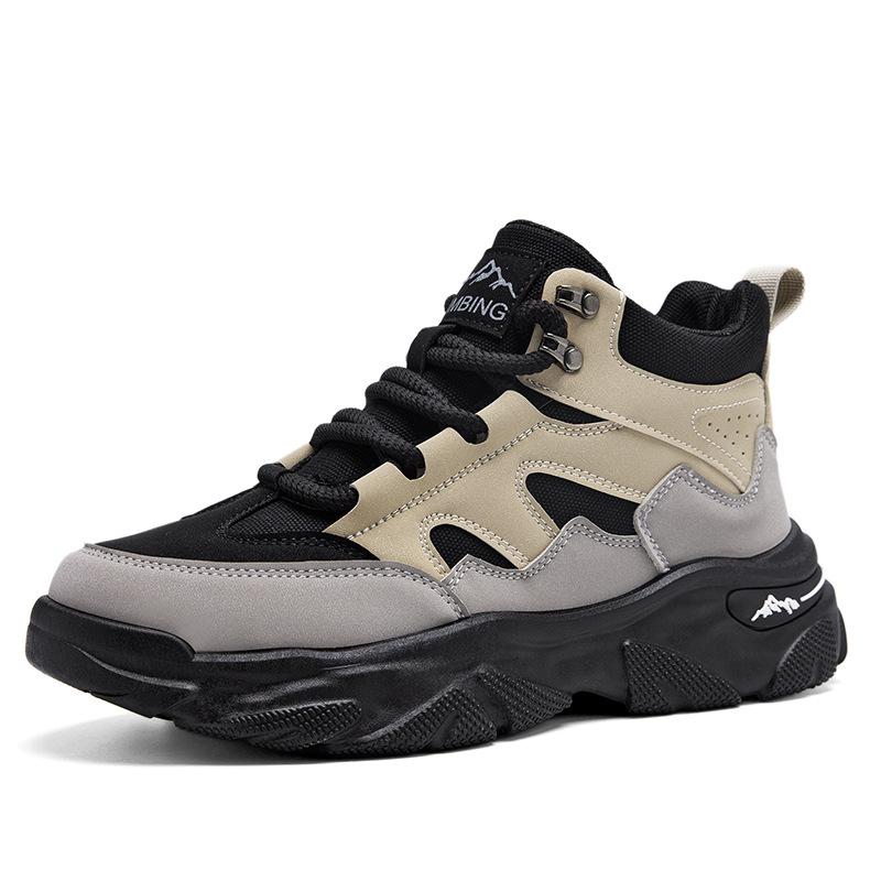 

Retro high-top sneakers men s autumn and winter new student color matching trend thick-soled heightening dad shoes casual shoes 39