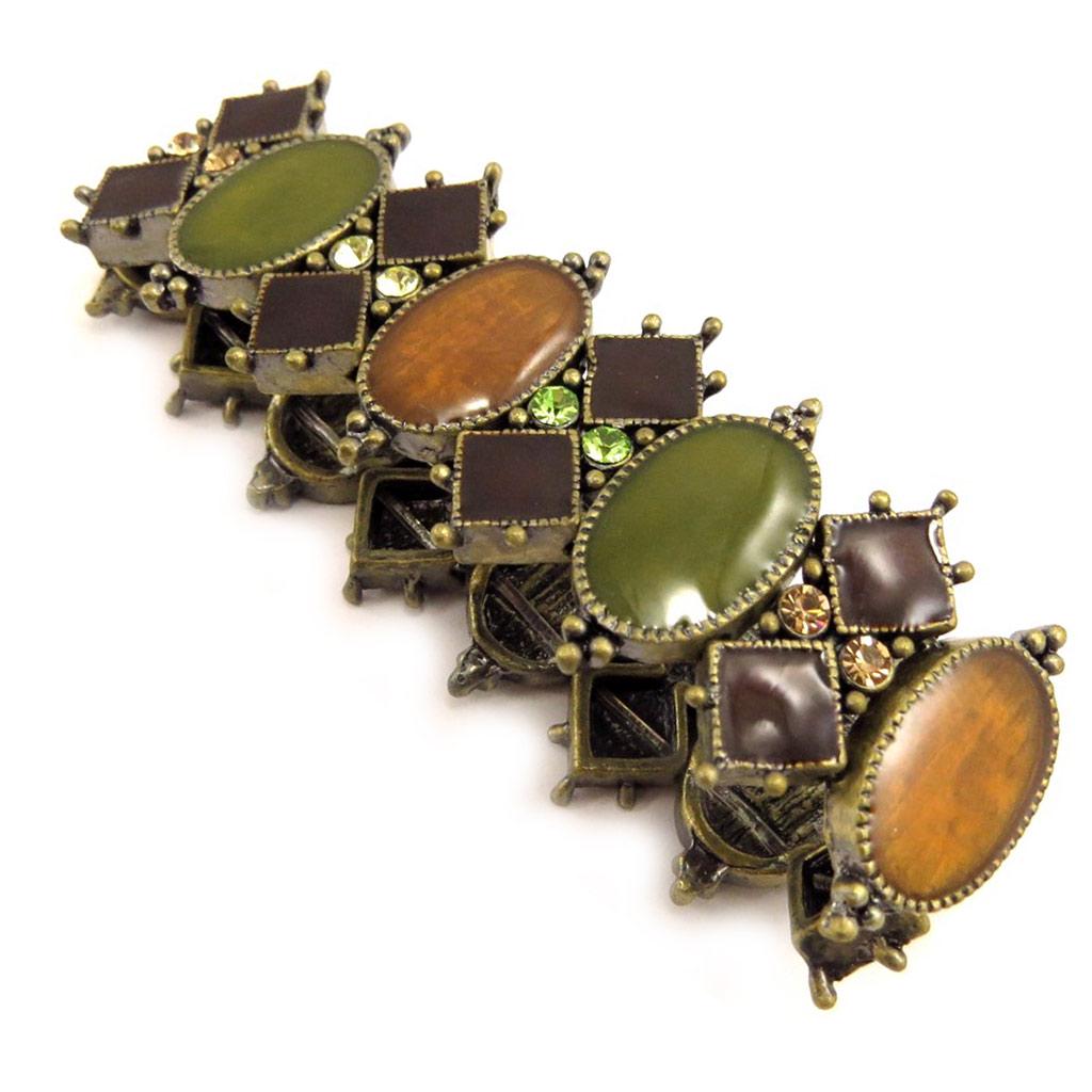 Les Trésors De Lily [D7765] - Bracelet Créateur 'Queen Kika' Marron Vert