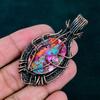 Kingman Pink Dahlia Turquoise Pendant Copper Wire Wearing Pendant Gemstone Jewelry Handmade Tree of Life Jewelry Rainbow Moonstone Pendant