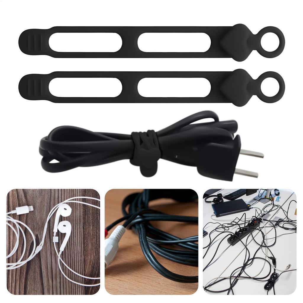 10PCS Silicone Cable Ties Elastic Cord Organizer Fastening Storage Management Desk for Car Outdoor Charging Wire Supplies