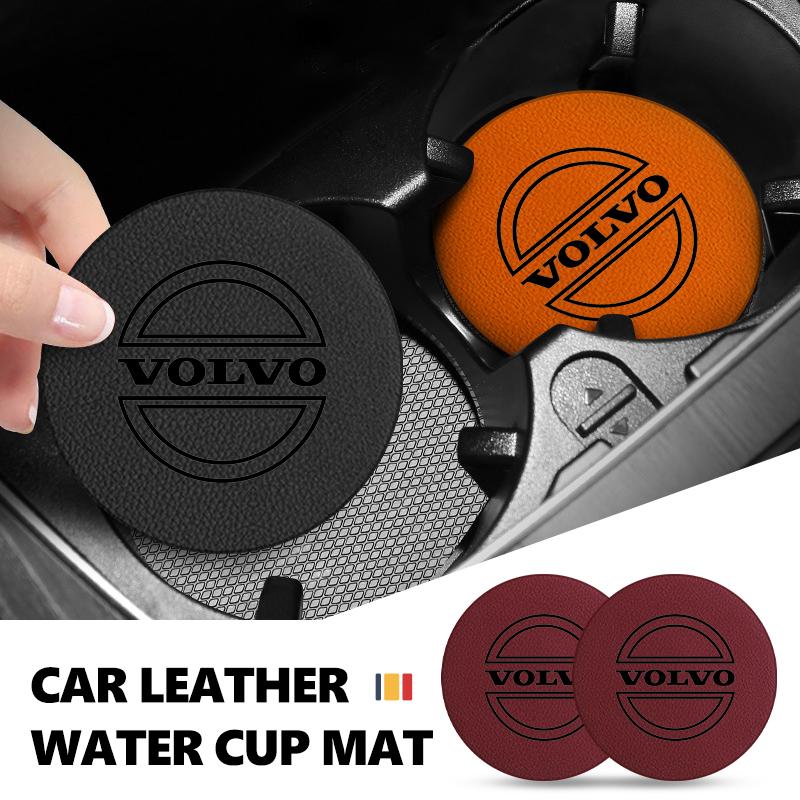 2pcs Suede Car Coaster Water Cup Drink Holder Mat Anti-Slip Pad For Volvo XC60 XC90 S60 S80 V60 C70 S40 C30 V90 V60 C40 XC40 V70