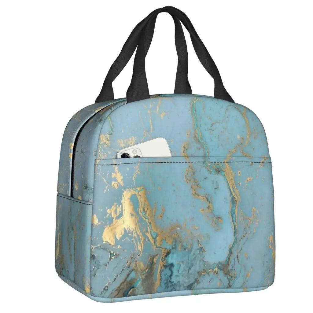 Marmor Grau Kupfer Schwarz Gold Isolierte Lunchtaschen für Frauen Abstraktes Muster Kühltasche Thermische Lebensmittel Lunchbox Kinder Schule Kinder