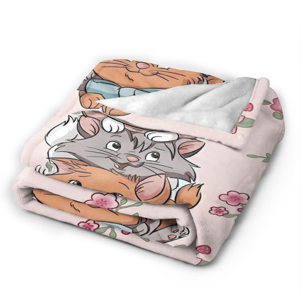 Marie Cat Aristocats Blanket Fleece Summer Air Conditioning Portable Lightweight Throw Blanket for Bed Travel Bedspread