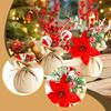 Desktop Xmas Tree Decoration with Red Berries and Burlap Base Mini Christmas Decor for Home Office Party