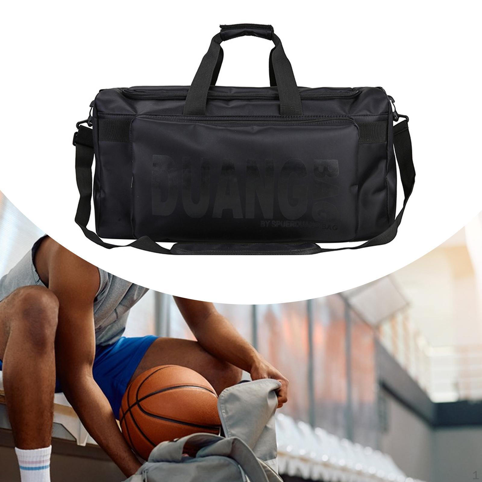 

Sneaker Bag Crossbody Duffel Basketball Training with Adjustable Dividers for Exercise Black Letters