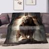 1PC Warm and Cozy Flannel Blanket, Cross Jesus Blanket, Sofa Bedroom Office Leisure Nap Cover Blanket, Machine Washable Blanket