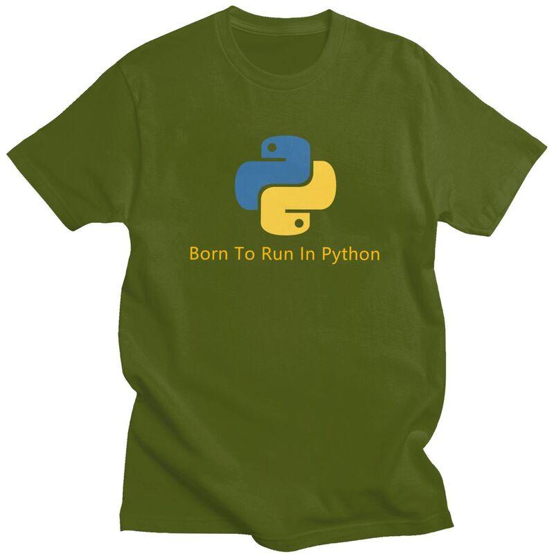 Custom Born To Run In Python Tshirt for Men Short Sleeves Casual T Shirt Programmer Computer Developer Tshirt 100 Cotton Tee