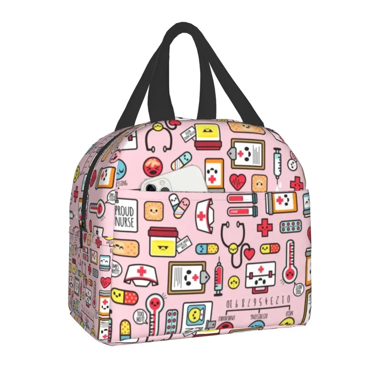 

Горячая Распродажа Сумка для обеда медсестры для женщин Портативный термохолодильник Изолированная коробка для бенто Школьные сумки для пикника 22x20x13CM