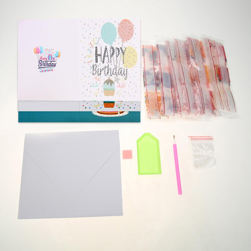12pcs Handmade Greeting Cards DIY Special Shaped Diamond Painting Cross Stitch Cartoon Birthday Cards Crafts Gifts