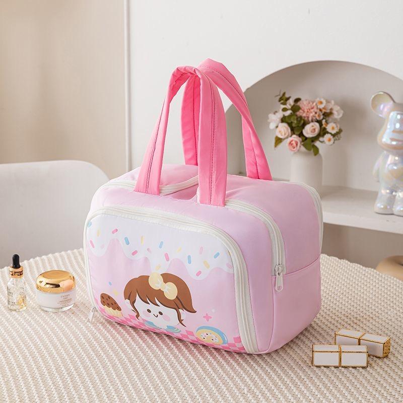 Cartoon Pattern Cute Portable Lightweight Makeup Bag Women's Travel Storage Bag Handheld Organizer Cosmetic Pouch Wash Bag