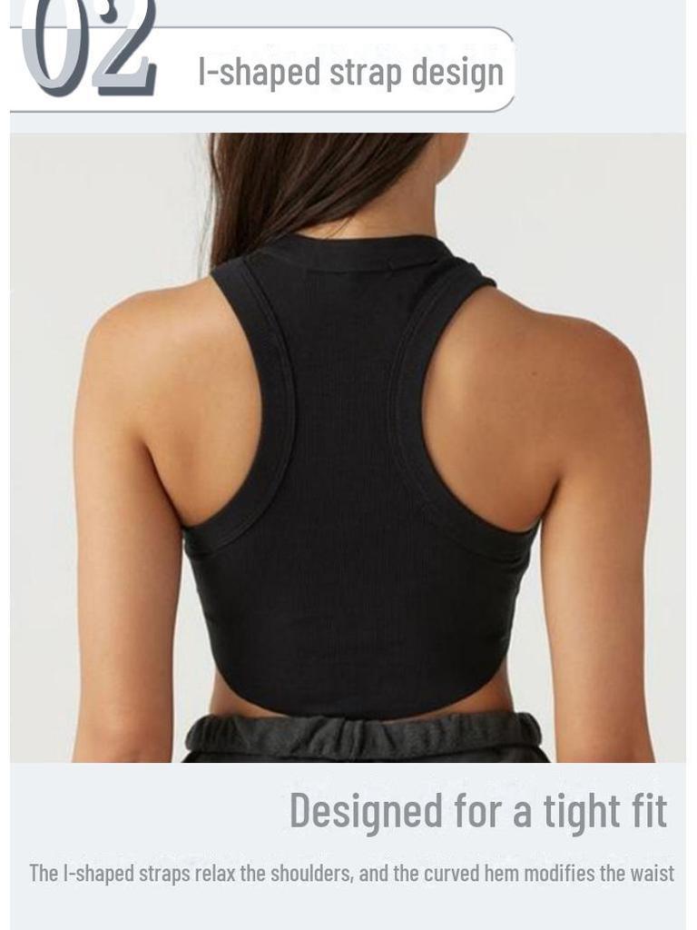 Gilet sportivo da yoga da donna a forma di I ad asciugatura rapida con imbottiture sul petto per fitness, danza e corsa