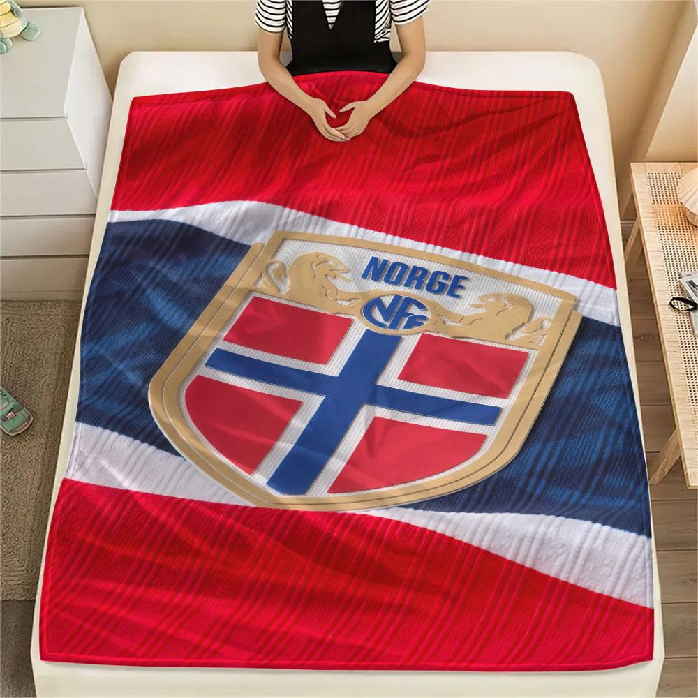Norway Football Printed Flannel Blanket, Soft Throw for Bedroom Sofa, Washable,soccer Fan Merchandise, Great Gift.