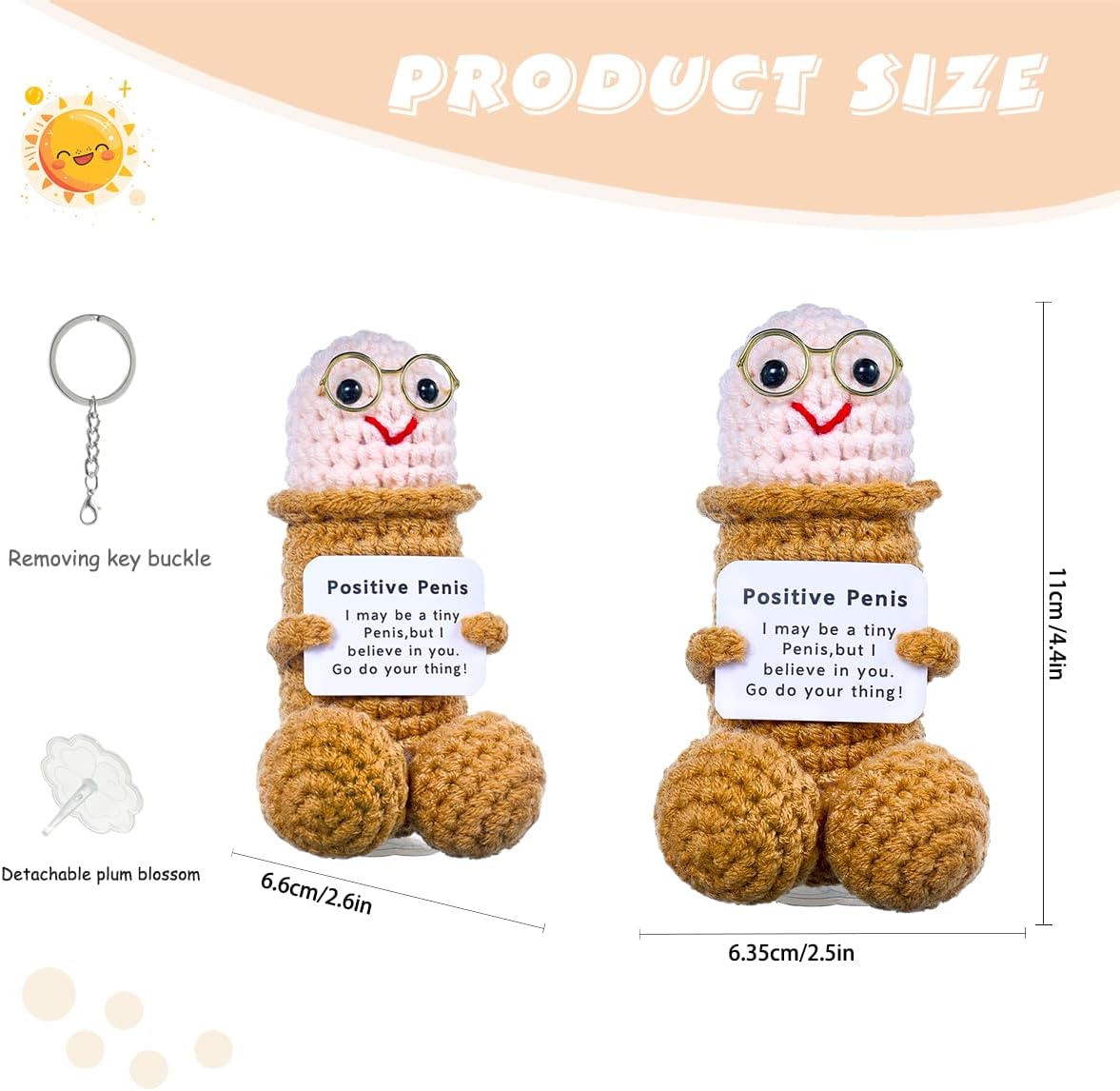 

Emotional Support Plushies Positive Crochet Animal with Positive Messages,Fun Things Gag Weird Stuff Gifts for Boyfriends,Husband Adult(Brown Doll1pcs