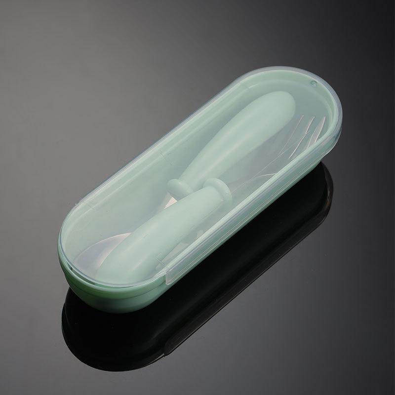 304 Stainless Steel Kids Cartoon Fork & Spoon Set with Cute Drop-Resistant PP Handles