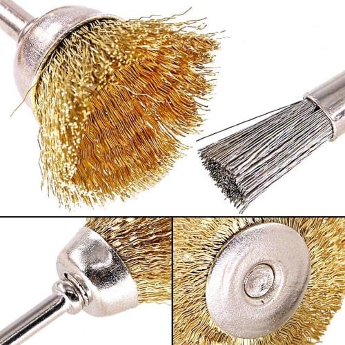 SensaBliss Wire Brushes, Router Brushes, Drill Brushes, 24-Piece Set with 3mm Shanks, 3 Types: T-Shaped, Bowl-Shaped, and Pen-Shaped, Abrasive Brushes