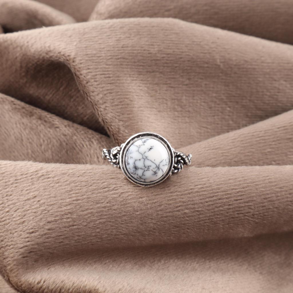 Dendritenopal Edelsteinschmuck, 925 Sterlingsilberring, Fantastischer handgefertigter Schmuckring Geschenk für Freund