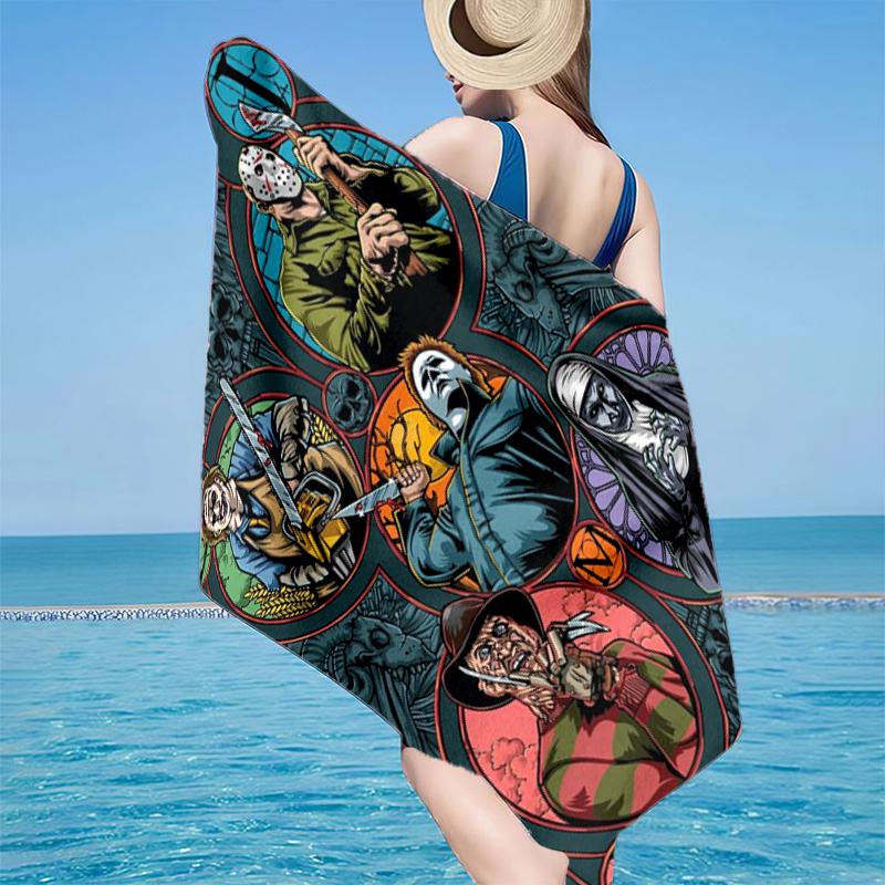 Horror Movie Characters Beach Towel, Super Soft Microfiber, Gift for Her/Him, Birthday, for Pool, Beach, Travel, Home Decor Fan gifts