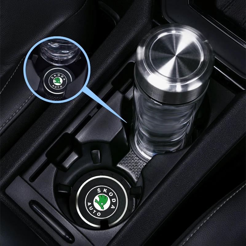 2026 Hot Car Coaster Water Cup Non-Slip Silica Gel Pad Holder Mat For Skoda Fabia 1 2 Octavia A7 6Y NJ3 RS Superb Rapid Yeti Kar