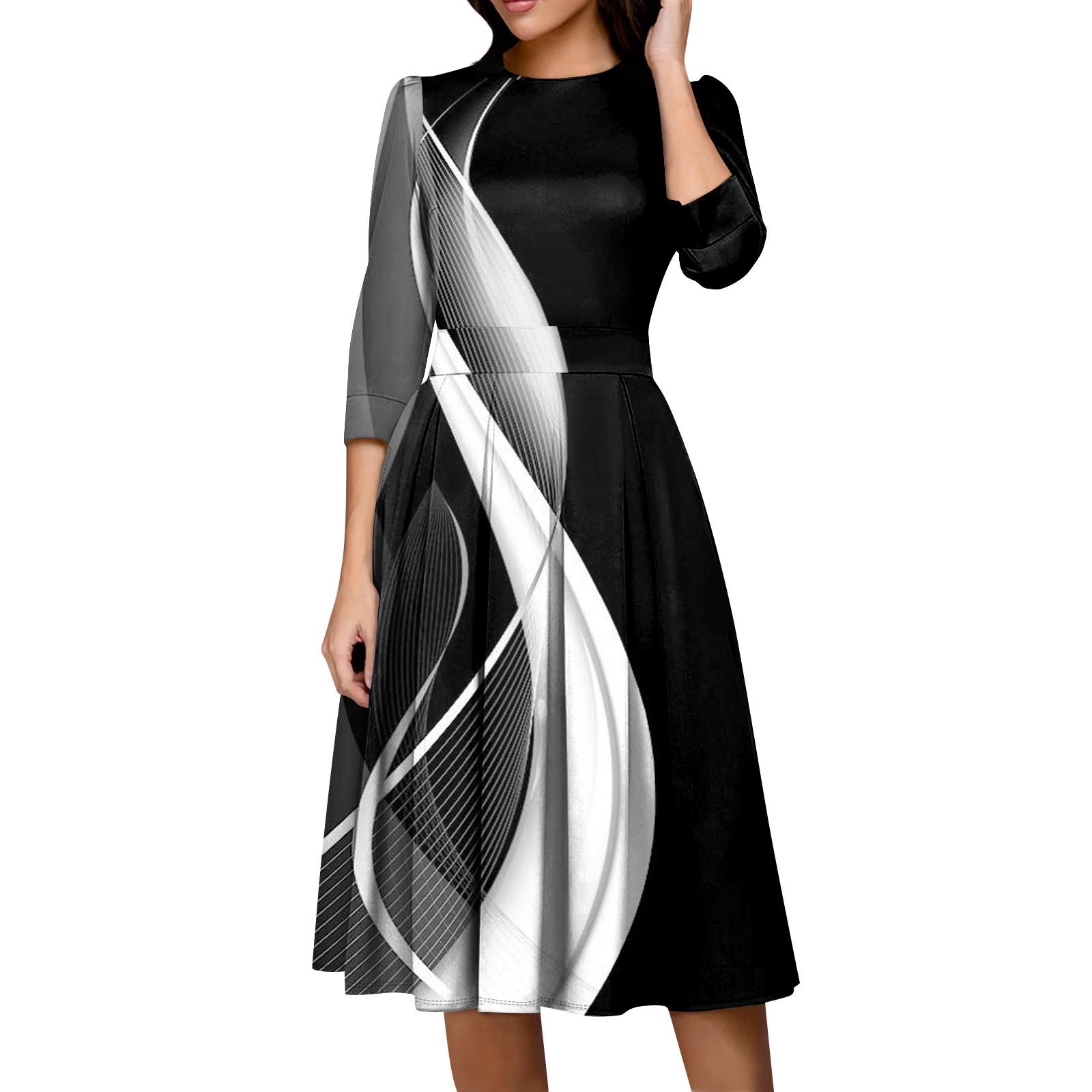 

Женское повседневное и модное платье с карманом на рукаве 3/4 и молнией сзади XL белый