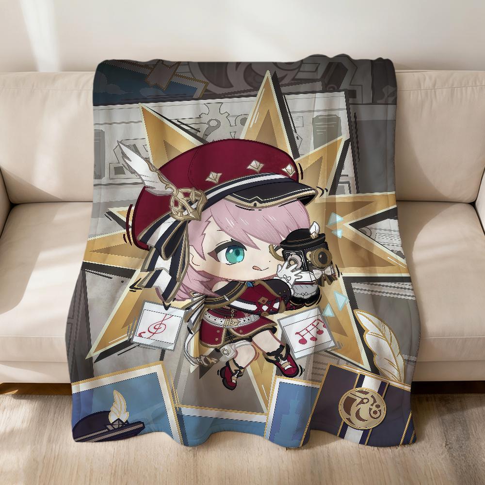 Game Lumine Genshin Impact Diluc Chibi Flannel Soft Warm Plush Blanket Sofa Living Room Pet Hogar Bedroom Gift Home Car Portable