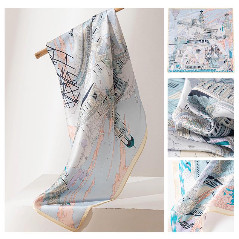 Camellia Print Mulberry Silk Square Scarf - Elegant Luxury Women's Accessory